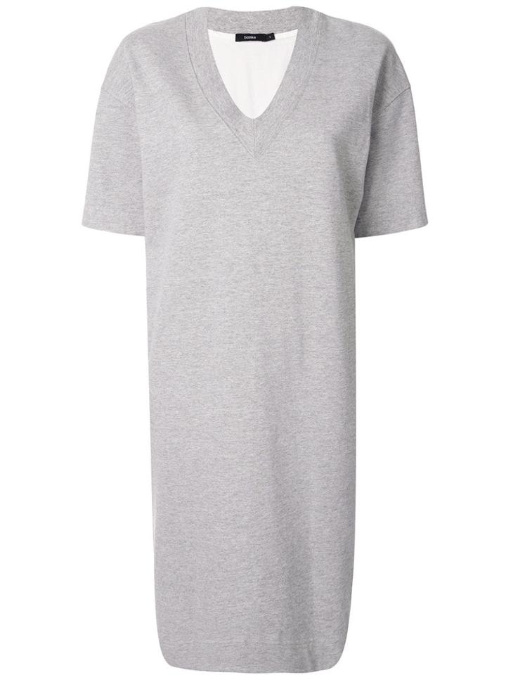 Bassike Fleece V Neck Sweater Dress - Grey