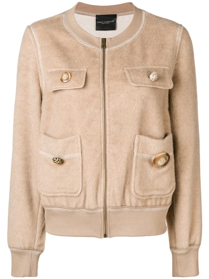 Erika Cavallini Pocket Bomber Jacket - Nude & Neutrals