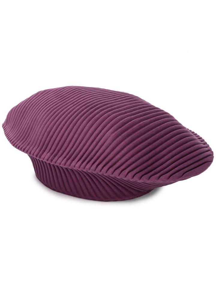 Pleats Please Issey Miyake Ribbed Beret - Purple