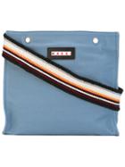 Marni Large Canvas Tote Bag, Women's, Blue, Cotton/leather