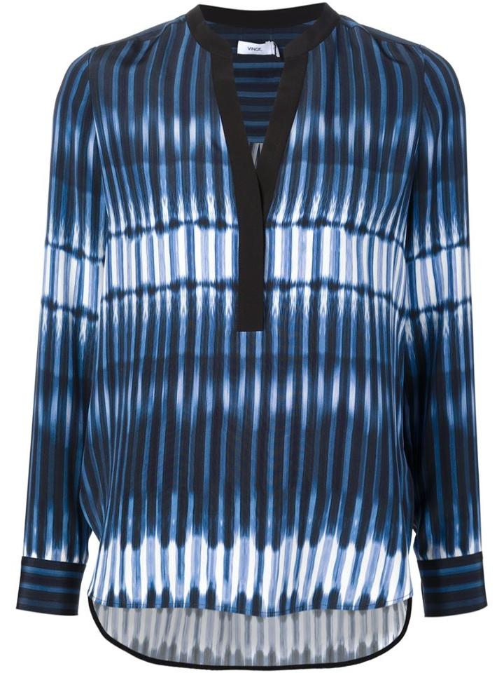 Vince Printed Silk Blouse, Women's, Size: 2, Blue, Silk