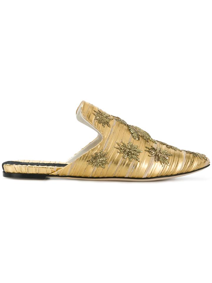 Sanayi 313 Embroidered Bug Patch Mules - Metallic