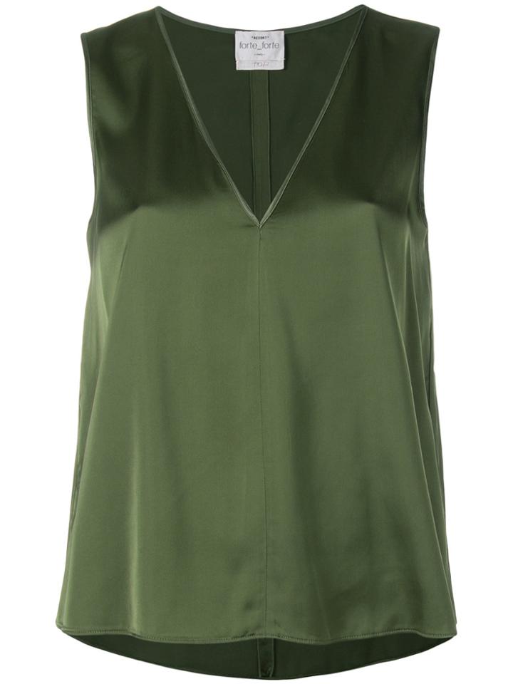 Forte Forte V-neck Satin Blouse - Green