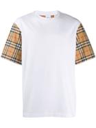 Burberry Checked Sleeves T-shirt - White