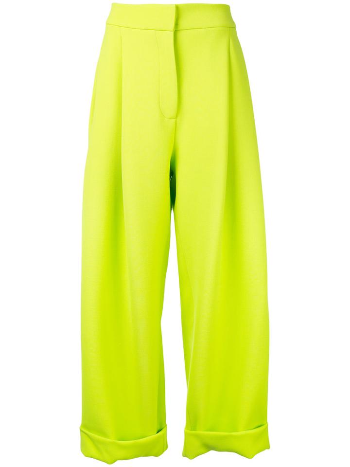 Natasha Zinko - Wide-legged High-rise Trousers - Women - Wool - 38, Green, Wool
