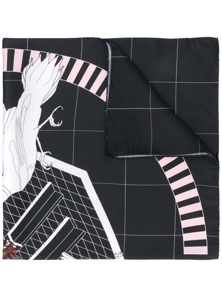 Cédric Charlier Abstract-print Scarf - Black