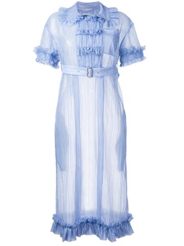 Akiko Aoki - Pleated Dress - Women - Nylon/polyester - M, Blue, Nylon/polyester