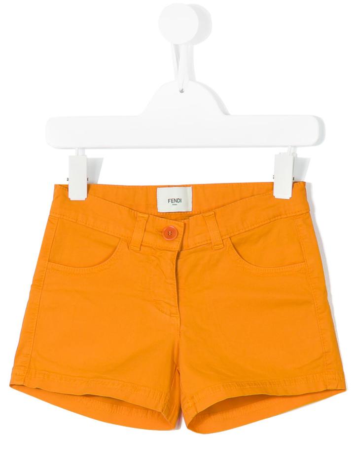 Fendi Kids - Denim Shorts - Kids - Cotton/spandex/elastane - 6 Yrs, Yellow/orange