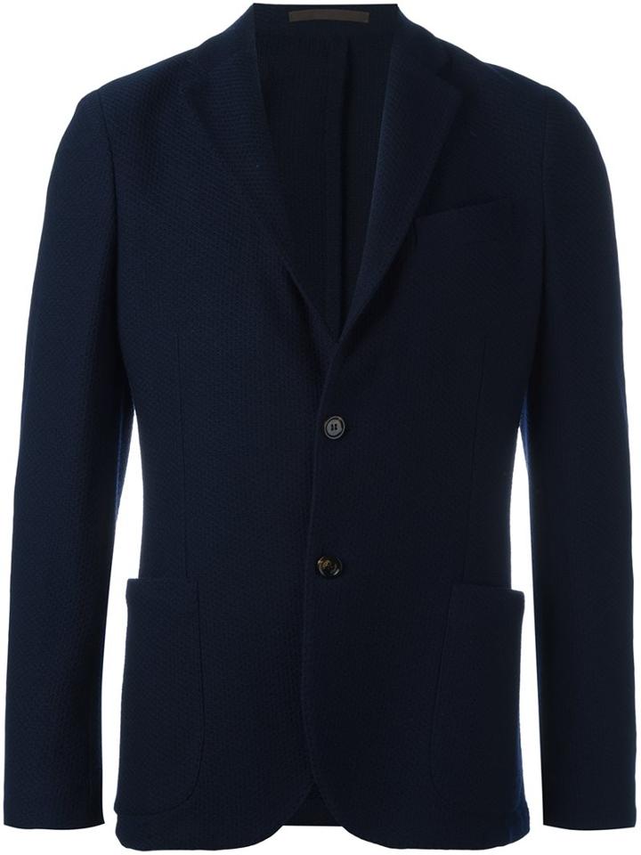 Eleventy Two Button Blazer, Men's, Size: 56, Blue, Acetate/wool/polybutylene Terephthalate (pbt)
