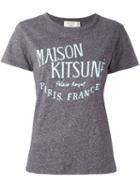 Maison Kitsuné Logo Print T-shirt, Women's, Size: Medium, Grey, Cotton