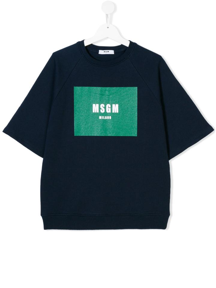 Msgm Kids Short Sleeve Sweatshirt - Blue