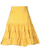Bambah - Polka Ruffle Mini Skirt - Women - Silk - 14, Yellow/orange, Silk