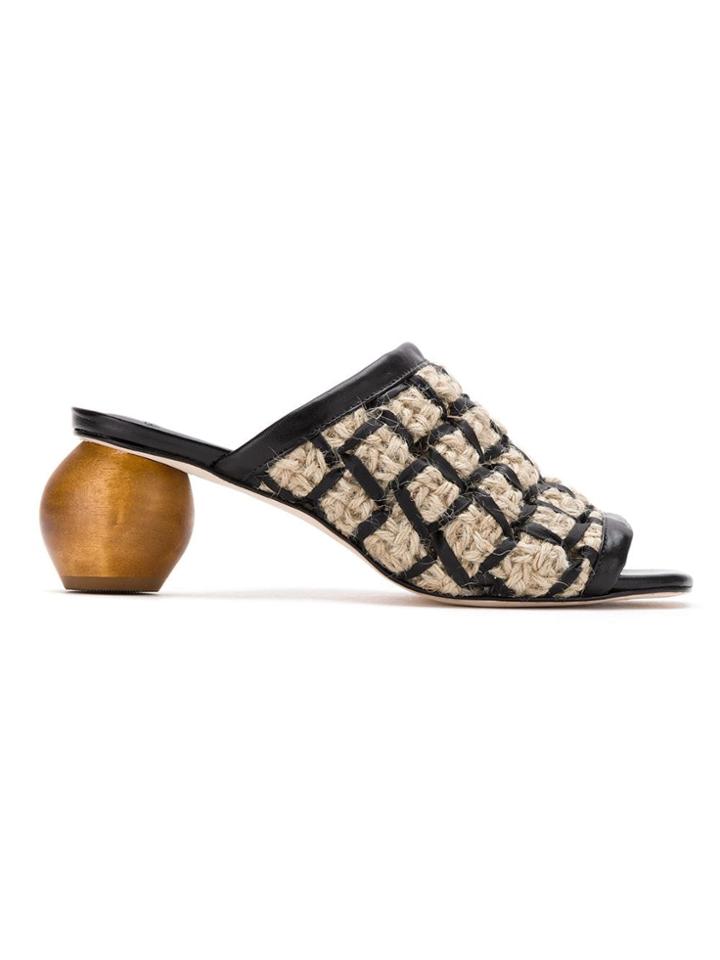 Framed Macramé Mules - Black