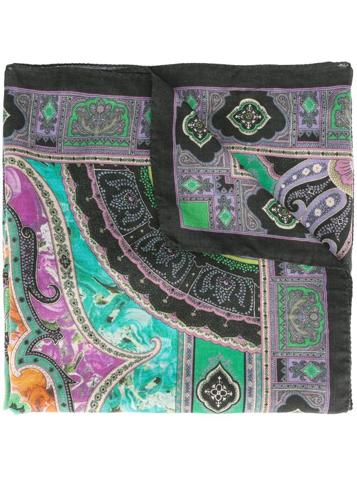 Etro Abstract Print Scarf, Women's, Black, Modal/cashmere