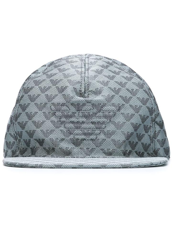 Emporio Armani Woven Logo Baseball Cap, Men's, Size: Small, Grey, Polyester