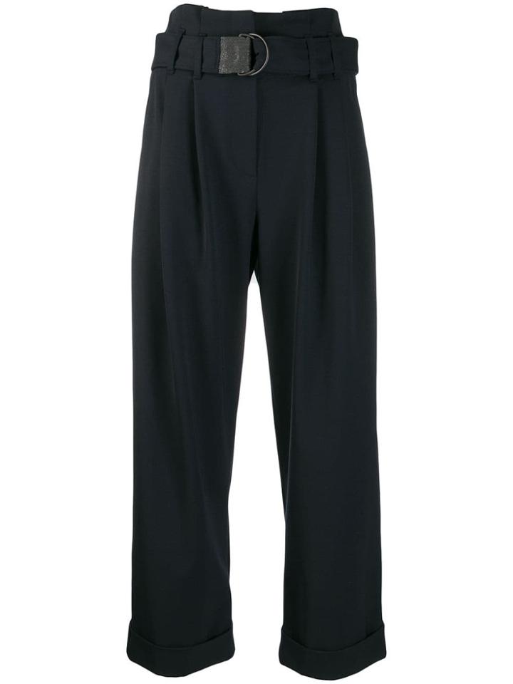 Brunello Cucinelli Belted Cropped Trousers - Blue