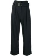Brunello Cucinelli Belted Cropped Trousers - Blue