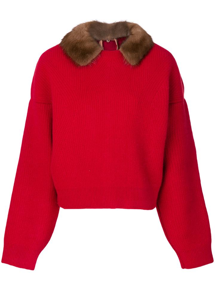 No21 Fur Collar Jumper - Red