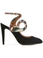 L'autre Chose Pointed Snake Sandals - Black