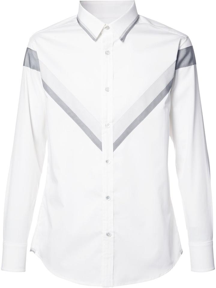 Keum Grosgrain Tape Stretch Shirt, Men's, Size: Xl, White, Polyester/polyurethane/rayon