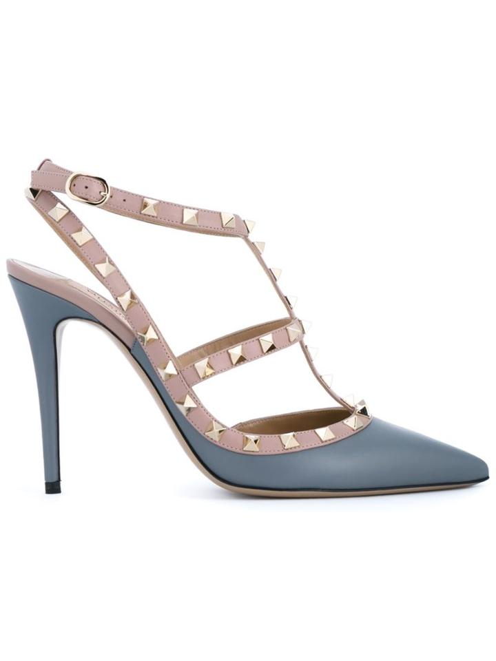 Valentino Rockstud Pumps, Women's, Size: 41, Blue, Leather/metal