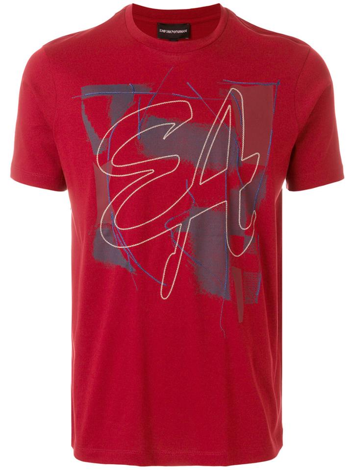 Emporio Armani Crew Neck Logo T-shirt - Red