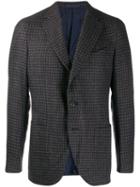 Caruso Houndstooth Suit Jacket - Blue