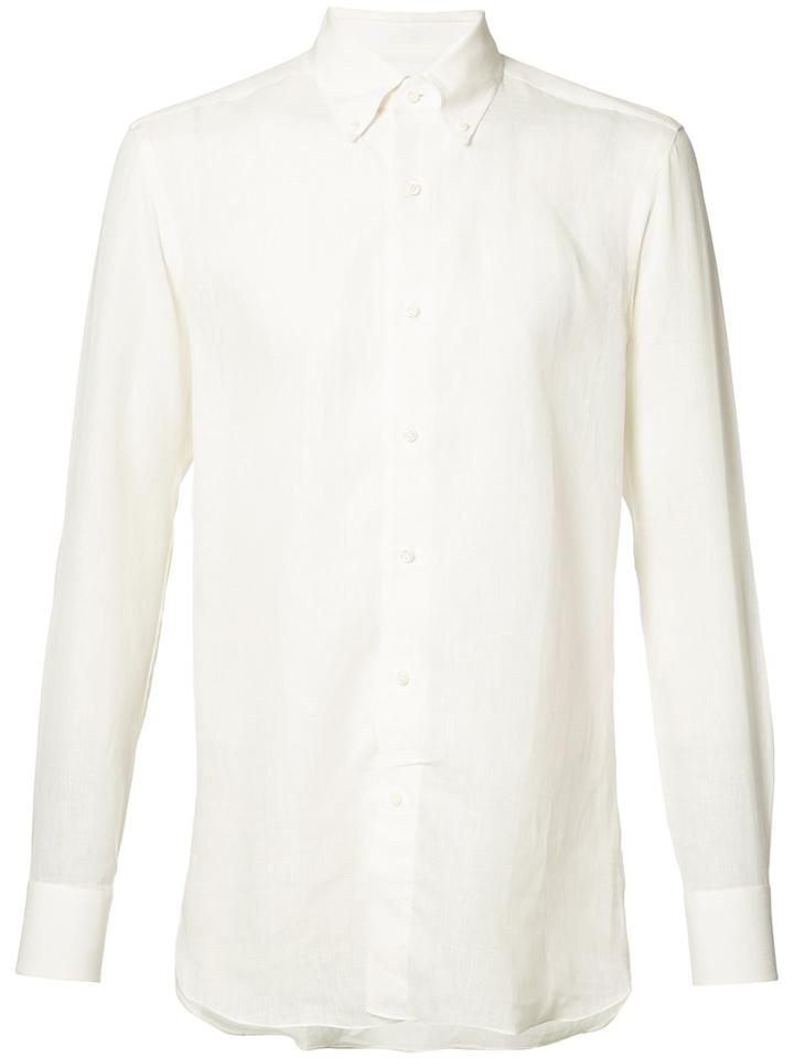Simeone Napoli Classic Shirt, Men's, Size: 40, White, Linen/flax