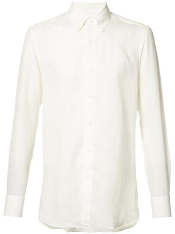 Simeone Napoli Classic Shirt, Men's, Size: 40, White, Linen/flax