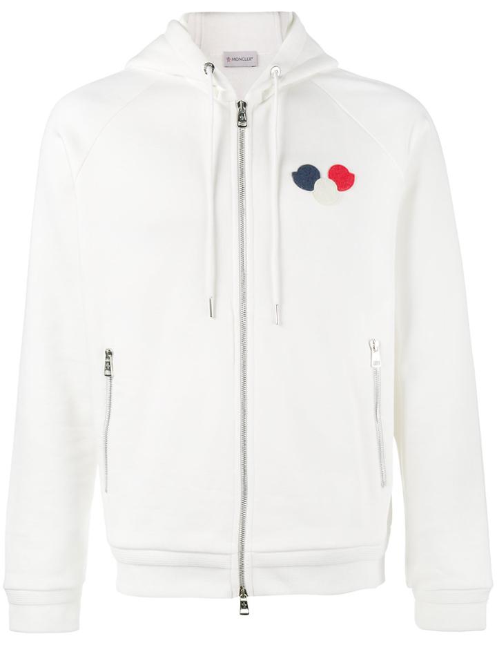 Moncler Logo Patch Zip-up Hoodie - White