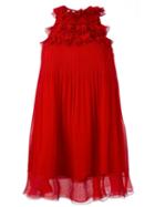Giamba Crepe Ruffle Front Dress, Women's, Size: 42, Red, Polyester/silk
