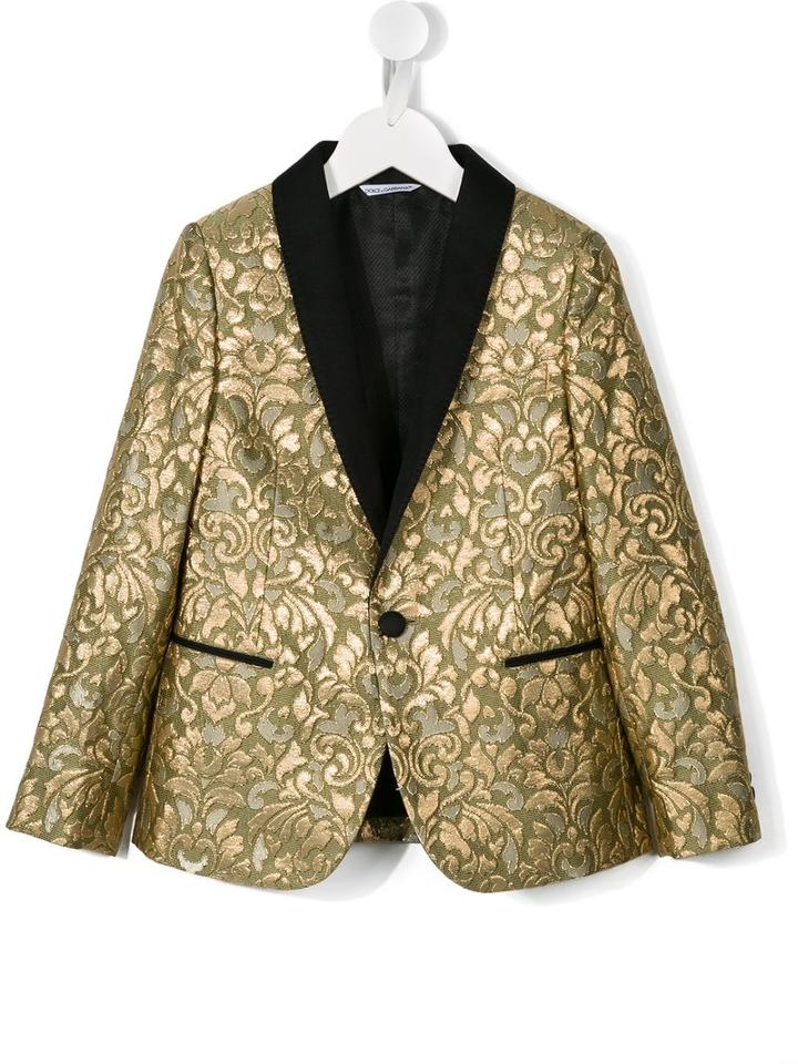 Dolce & Gabbana Kids Jacquard Blazer, Boy's, Size: 12 Yrs, Grey
