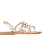 K. Jacques Strappy Flat Sandals, Women's, Size: 36, Grey, Leather