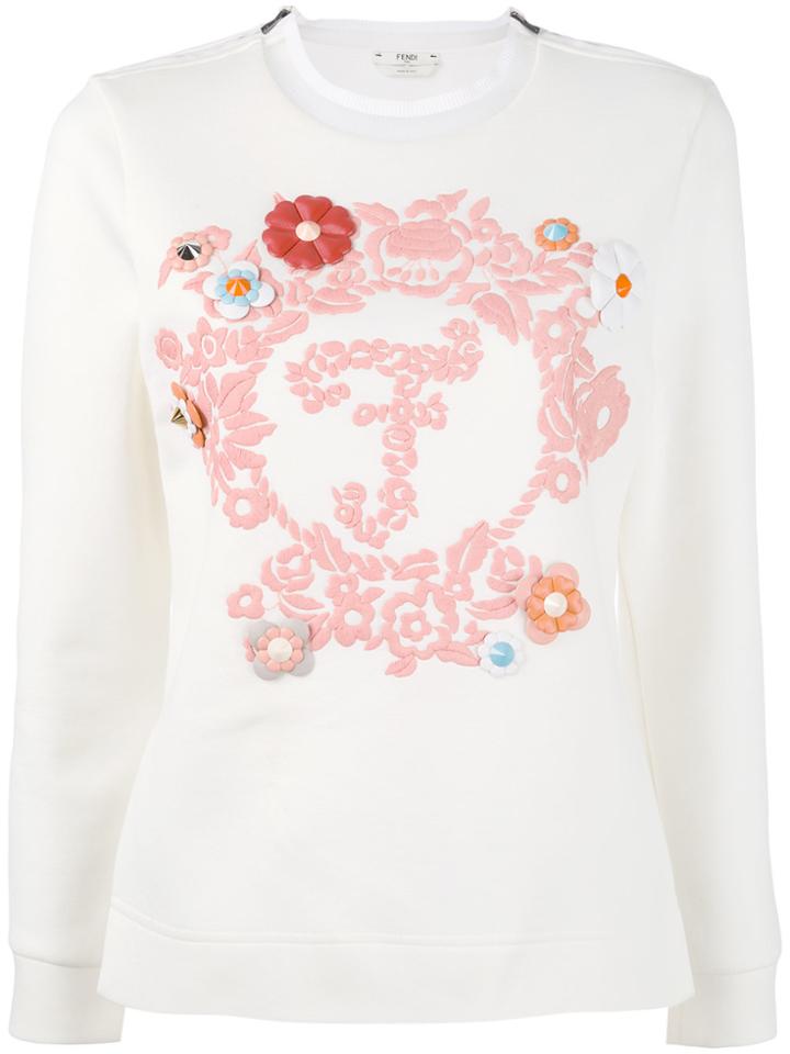 Fendi Long-sleeved Embroidered Sweatshirt - White