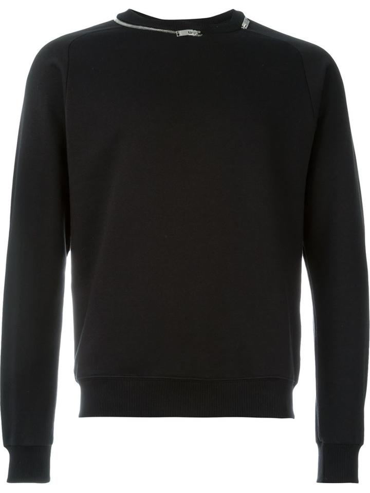 Saint Laurent Zip Neck Sweatshirt, Men's, Size: Medium, Black, Cotton