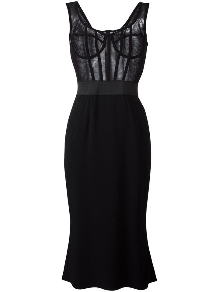 Dolce & Gabbana Bustier Tulle Dress, Women's, Size: 40, Black, Viscose/acetate/cotton/spandex/elastane
