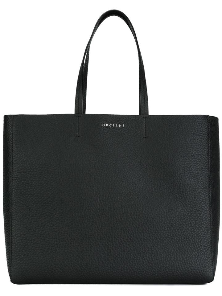 Orciani Logo Plaque Tote - Black