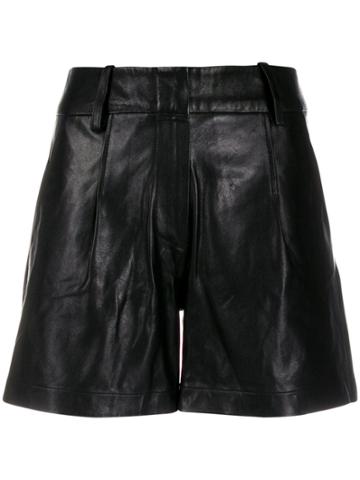 Arma Loose Fit Leather Shorts - Black