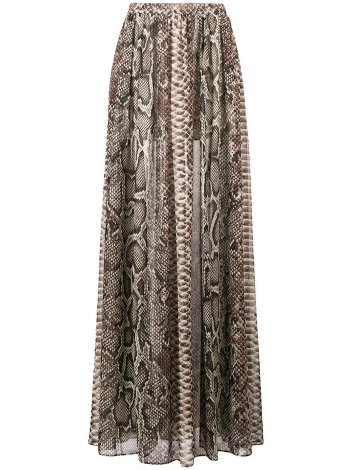 Elie Saab Snakeskin Print Double Slit Skirt - Nude & Neutrals
