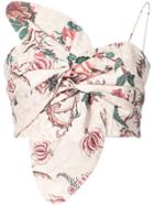 Patbo Floral Print Bow Bustier - Nude & Neutrals