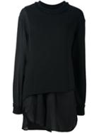 Y's Layered Sweatshirt, Women's, Size: 2, Black, Cotton/polyester/lyocell/wool