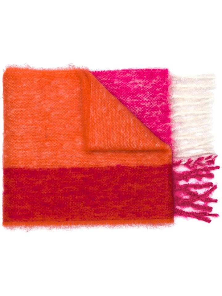 Burberry Fringed Knitted Scarf - Yellow & Orange