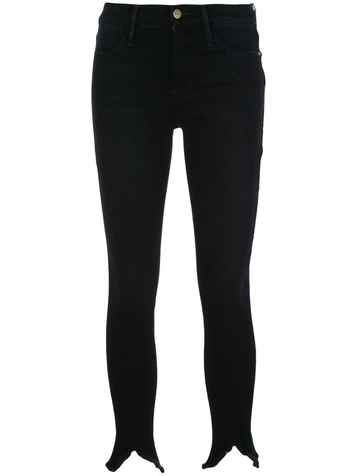 Frame Curved Hem Skinny Jeans - Black