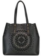 Furla Laser Cut Details Tote, Women's, Black, Leather