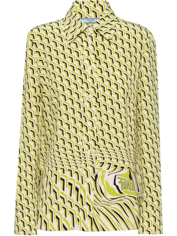 Prada Crepe De Chine Blouse - Green