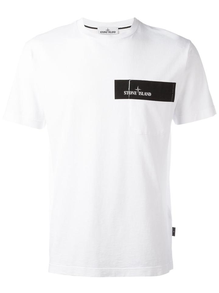 Stone Island Chest Pocket T-shirt, Men's, Size: Large, White, Cotton