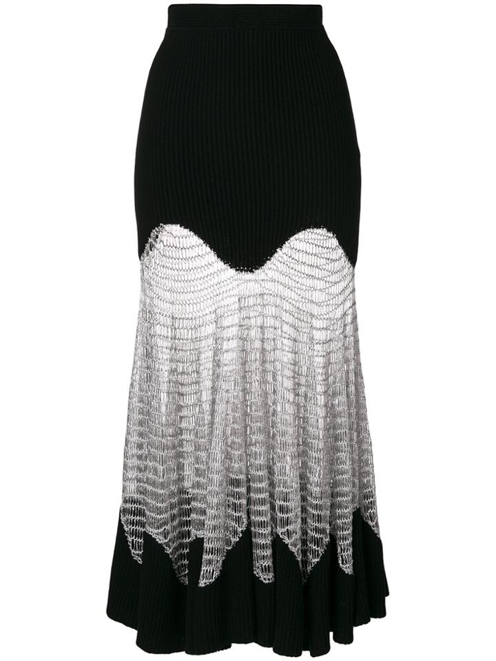 Alexander Mcqueen Metallic Mesh Knit Skirt - Black