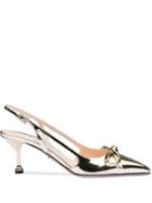 Prada Metallic Leather Slingbacks - Neutrals
