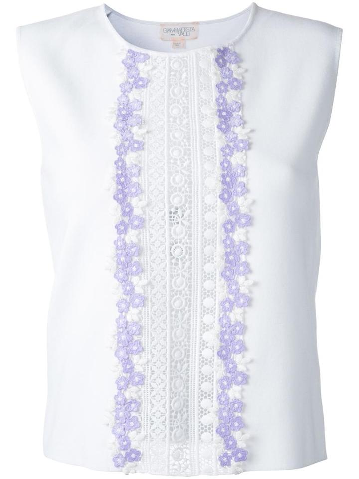 Giambattista Valli Embroidered Trim Blouse, Women's, Size: 40, White, Viscose/cotton