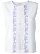 Giambattista Valli Embroidered Trim Blouse, Women's, Size: 40, White, Viscose/cotton